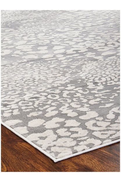 Buy Serengeti- Light Grey Leopard Rug in Grey Online Grey Natori