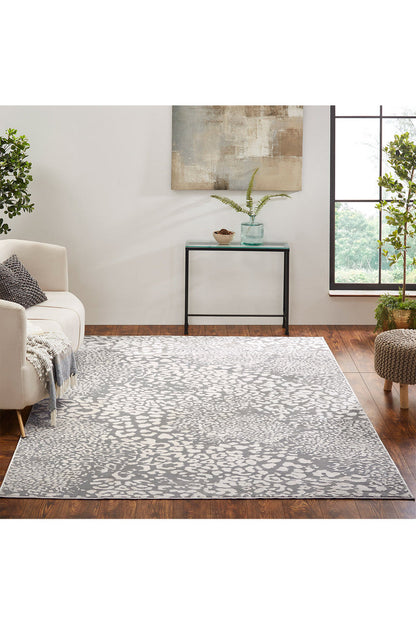 Buy Serengeti- Light Grey Leopard Rug in Grey Online Grey Natori