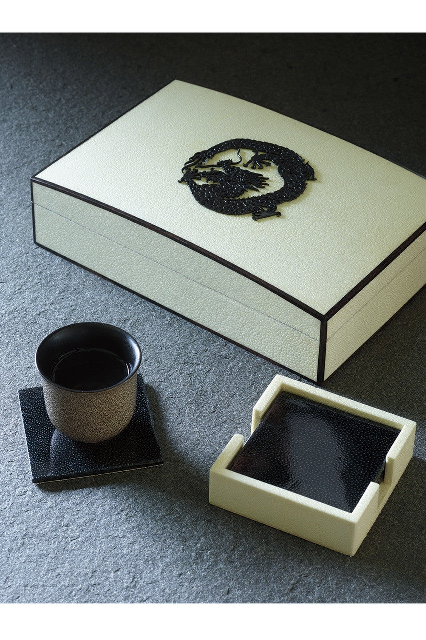 Buy Shagreen Coaster Set in White W/ Black Online White W/ Black Natori