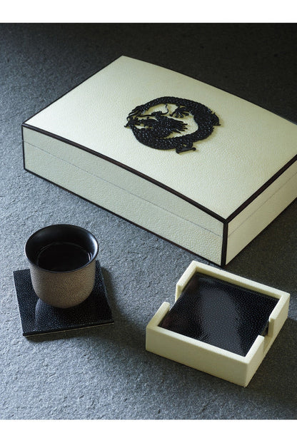Buy Shagreen Coaster Set in White W/ Black Online White W/ Black Natori