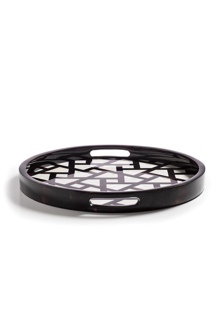 Buy Mindoro Circle Tray in Black & White Online Black & White Natori