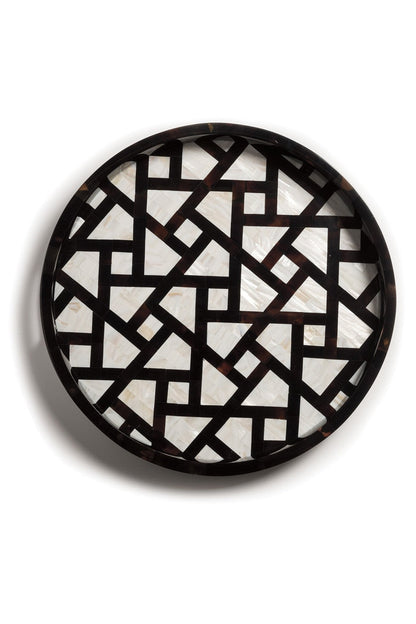 Buy Mindoro Circle Tray in Black & White Online Black & White Natori