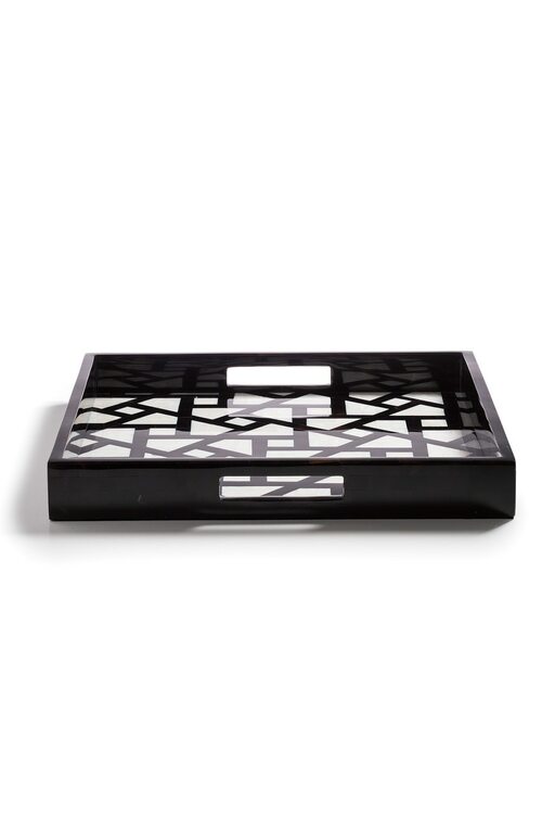 Buy Mindoro Square Tray in Black & White Online Black & White Natori