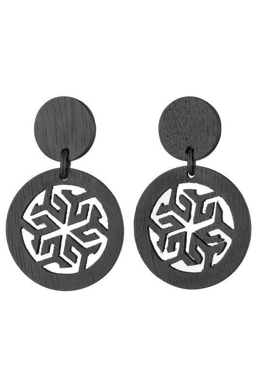 Buy Horn Round Drop Clip Earrings in Ebony Online Ebony Natori