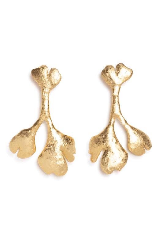 Buy Gold Plated Leaf Large Earrings in Gold Online Gold Natori