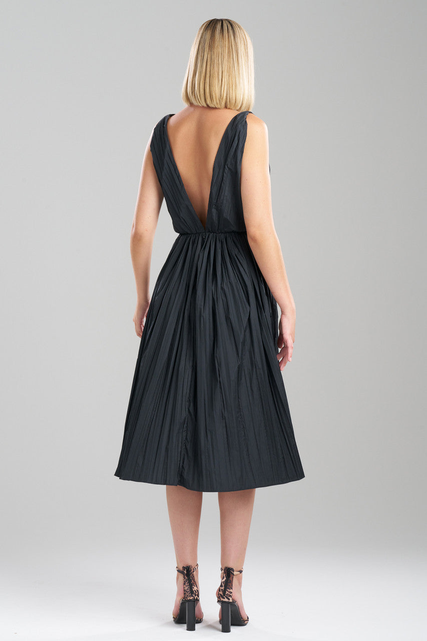 Buy Taffeta Plisse A-line Dress in Black Online Black Natori