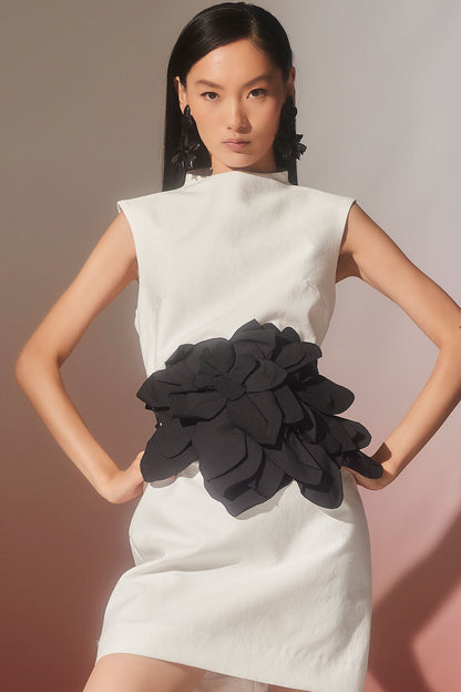 Canvas Cotton Sheath Dress White Natori