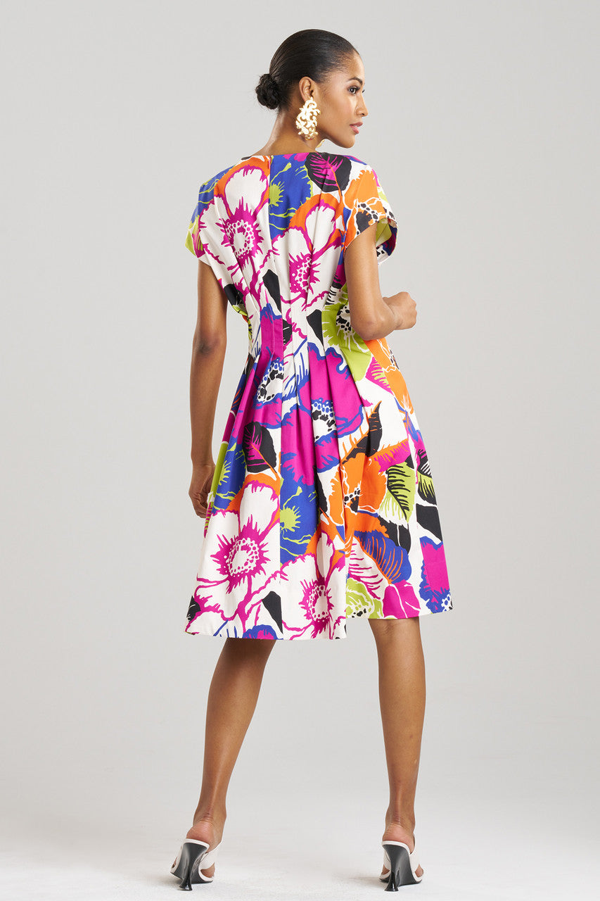 Buy Cote D'Azur Cotton Chino Fit & Flare Pleated Dress in Multi Online Multi Natori