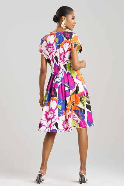 Buy Cote D'Azur Cotton Chino Fit & Flare Pleated Dress in Multi Online Multi Natori