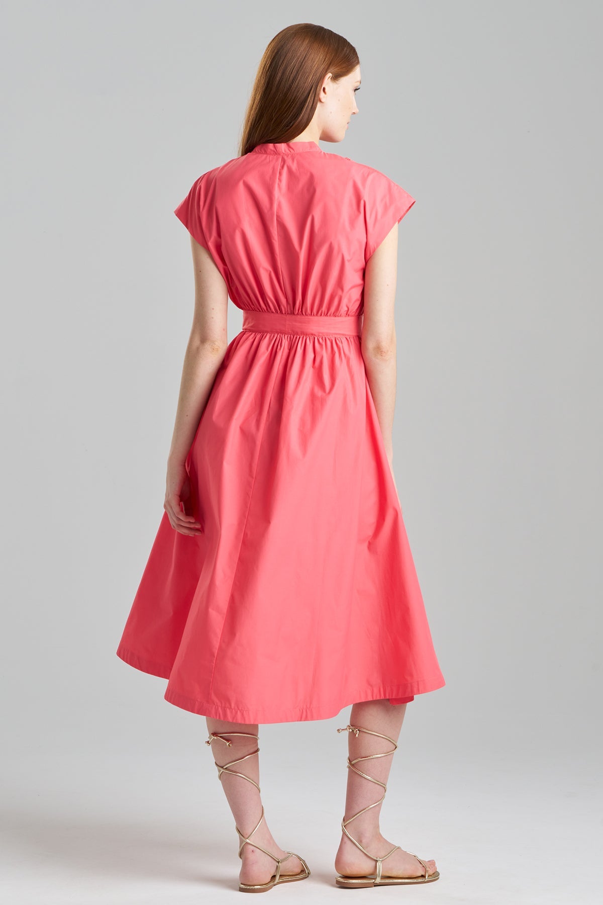 Techno Poplin Tie Front Dress Vivid Coral Natori