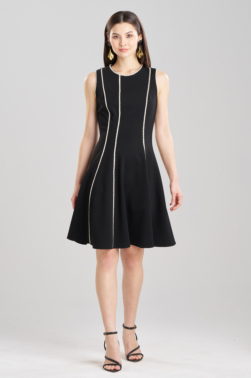 Buy Compact Knit Embroidered Dress in Black Online Black Natori