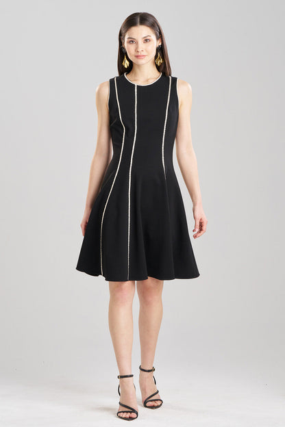 Buy Compact Knit Embroidered Dress in Black Online Black Natori