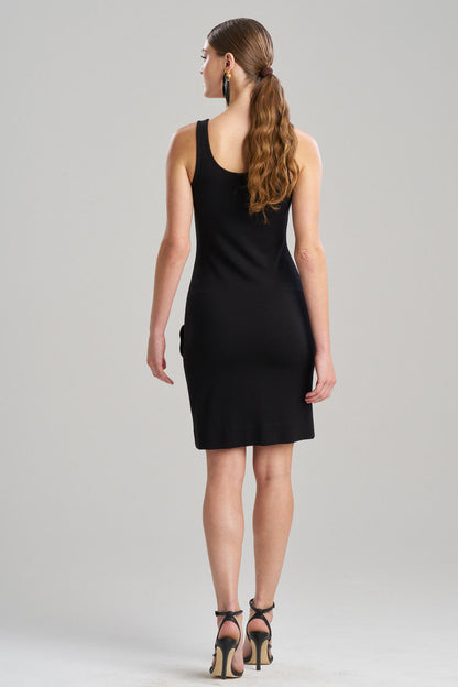 Buy Light Weight Ponte Embroidered Tank Dress in Black Online Black Natori