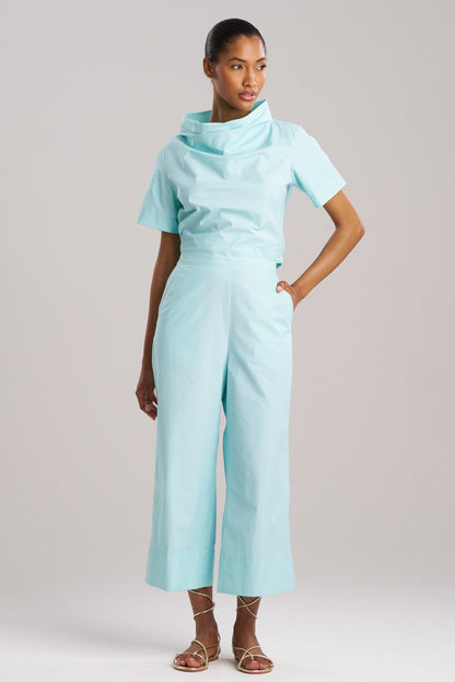 Techno Poplin Cropped Pants Mizu Blue Natori