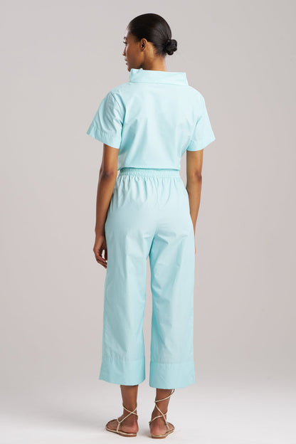 Techno Poplin Cropped Pants Mizu Blue Natori