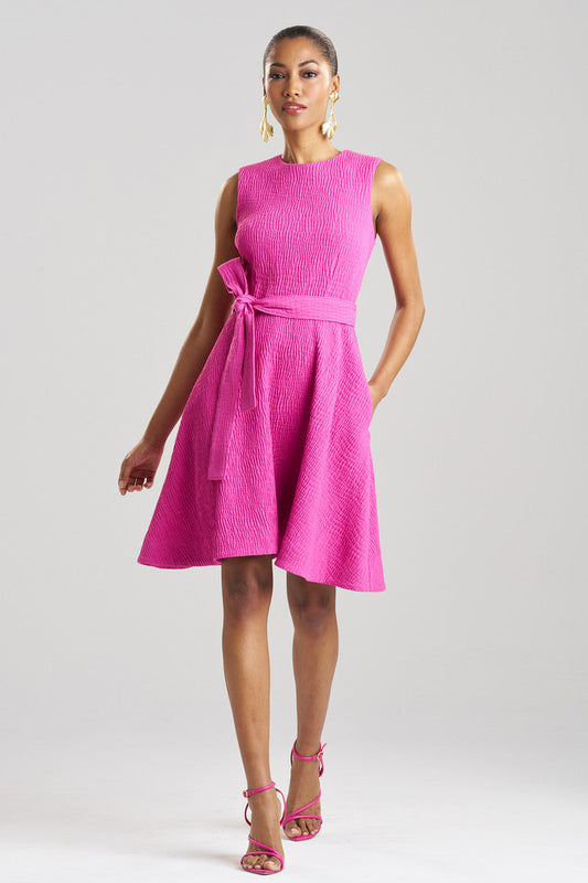 Buy Textured Cotton Jacquard Sleeveless Dress in Bright Berry Online Bright Berry Natori
