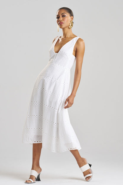 Buy Round Eyelet Dress in White Online White Natori
