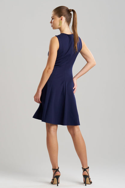 Compact Knit Fit & Flare Dress Midnight Navy Natori