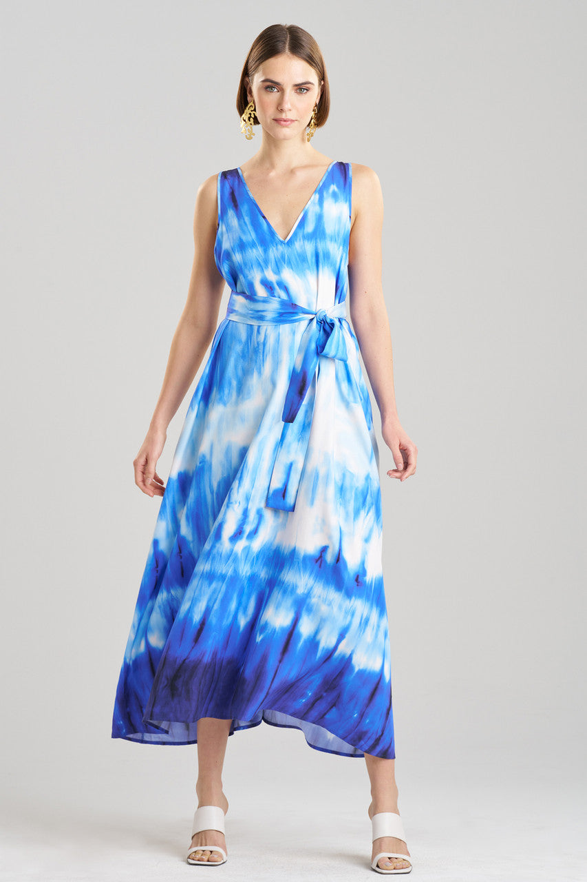 Buy Santorini Printed Cotton Silk Trapeze Tank Dress in Majorelle Online Majorelle Natori