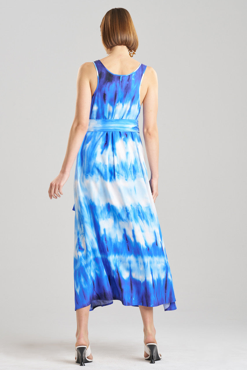 Buy Santorini Printed Cotton Silk Trapeze Tank Dress in Majorelle Online Majorelle Natori