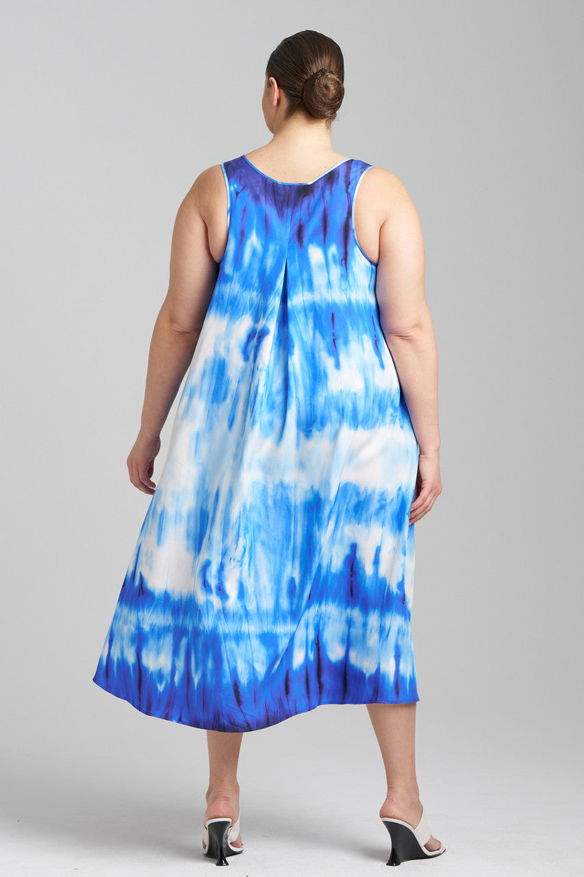 Buy Santorini Printed Cotton Silk Trapeze Tank Dress in Majorelle Online Majorelle Natori