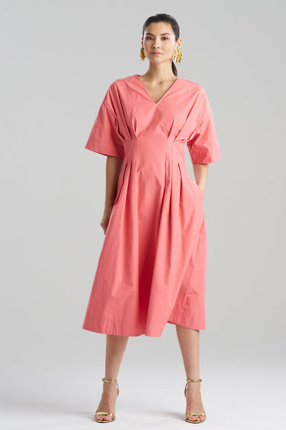 Tech Cotton Taffeta V-Neck Dress Flamingo Pink Natori