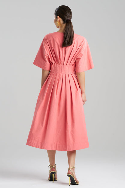 Tech Cotton Taffeta V-Neck Dress Flamingo Pink Natori