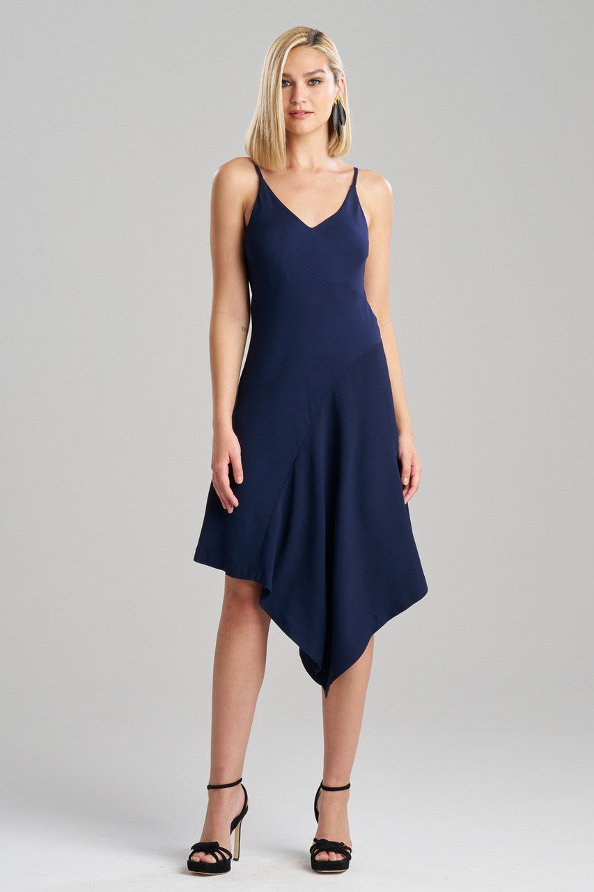 Buy Stretch Crepe Asymmetric Dress in Midnight Navy Online Midnight Navy Natori