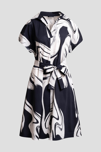 Kaze Cotton Short Sleeve Trapeze Dress Black Natori