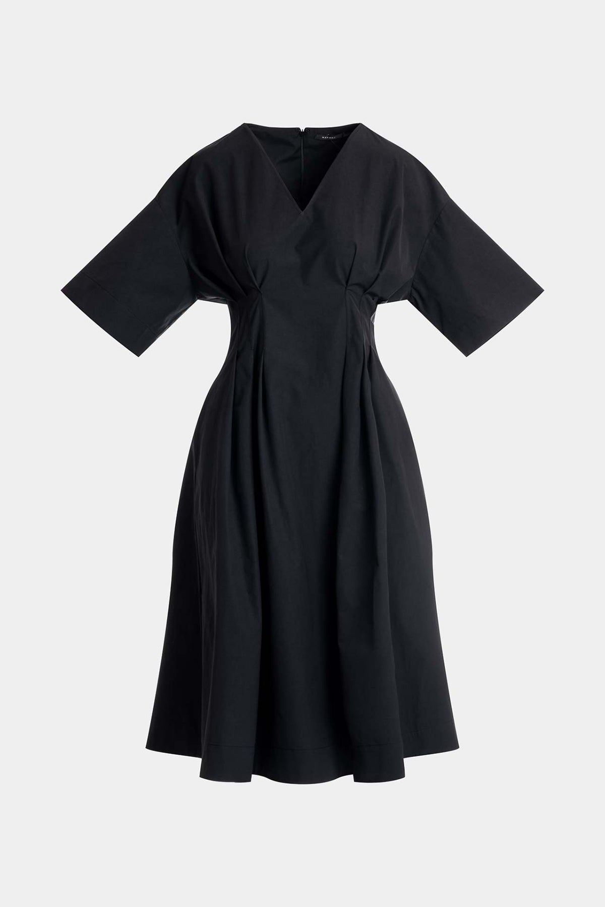 Tech Cotton Taffeta V-Neck Dress Black Natori