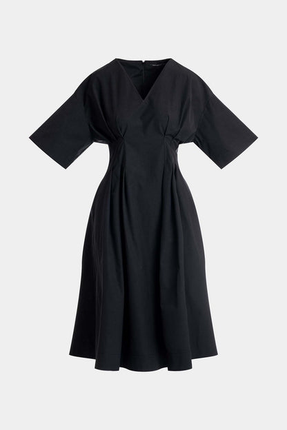 Tech Cotton Taffeta V-Neck Dress Black Natori