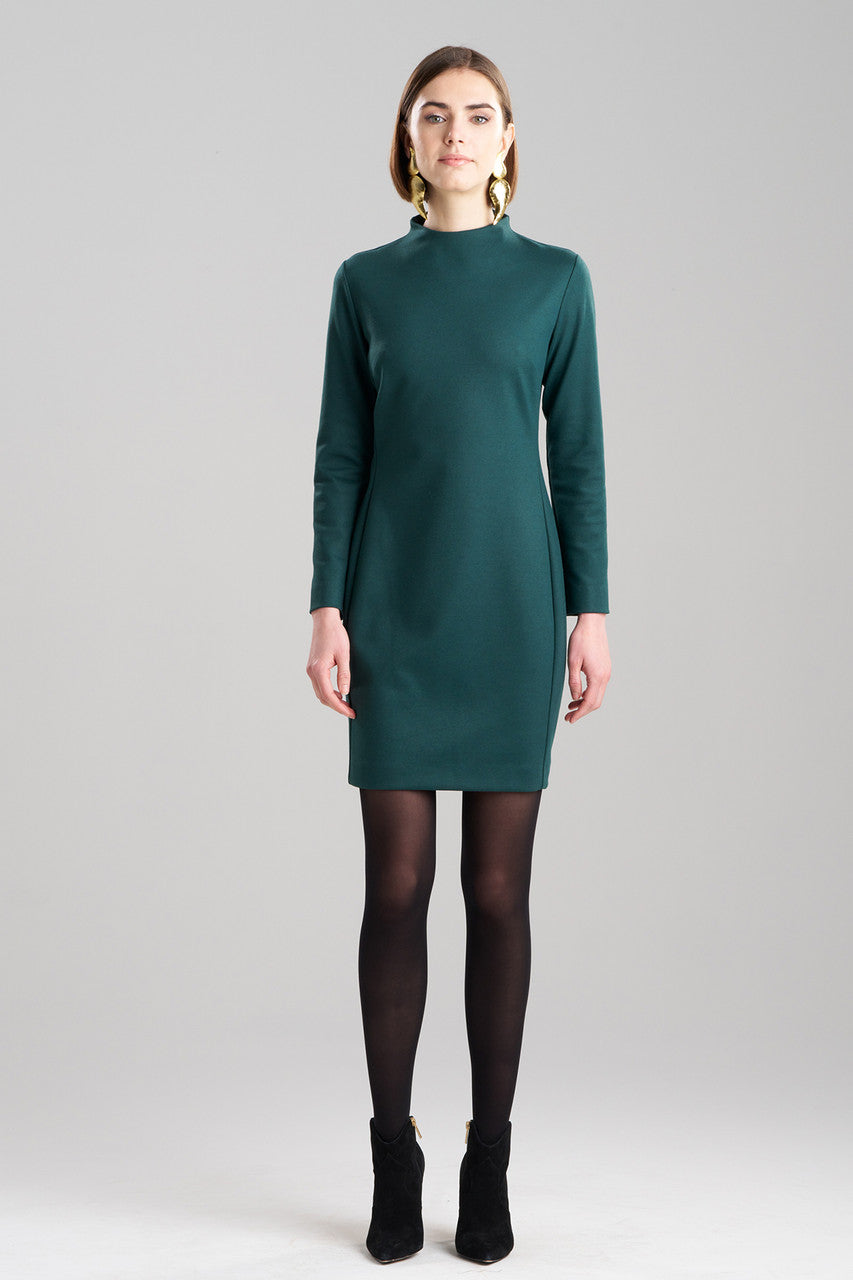 Buy Double Jersey Mock Neck Sheath Dress in Bottle Green Online Bottle Green Natori