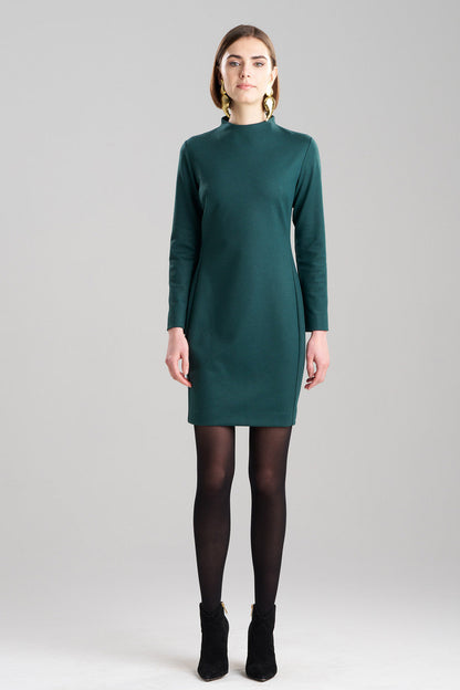 Buy Double Jersey Mock Neck Sheath Dress in Bottle Green Online Bottle Green Natori