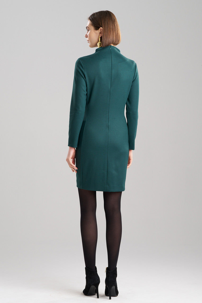 Buy Double Jersey Mock Neck Sheath Dress in Bottle Green Online Bottle Green Natori