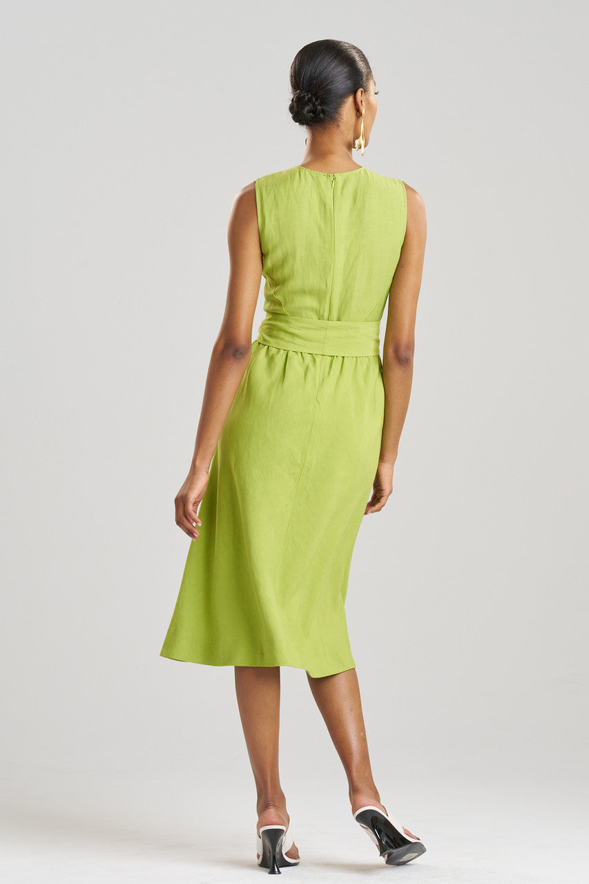 Buy Linen Embroidered Fit & Flare Dress in Pear Online Pear Natori