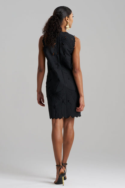 Couture Canvas Embellished Shift Dress Black Natori