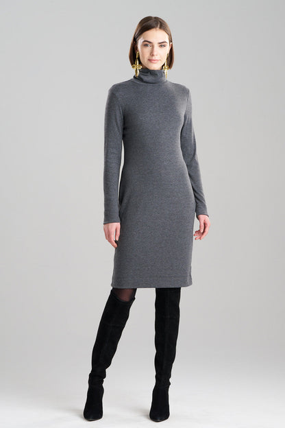 Buy Layering Jersey Turtleneck Dress in Charcoal Online Charcoal Natori