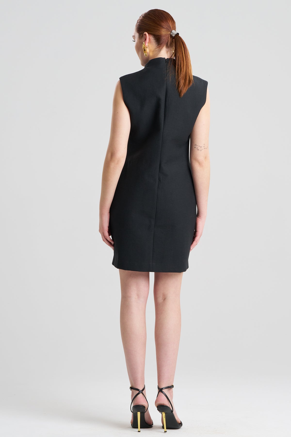Canvas Cotton Sheath Dress Black Natori