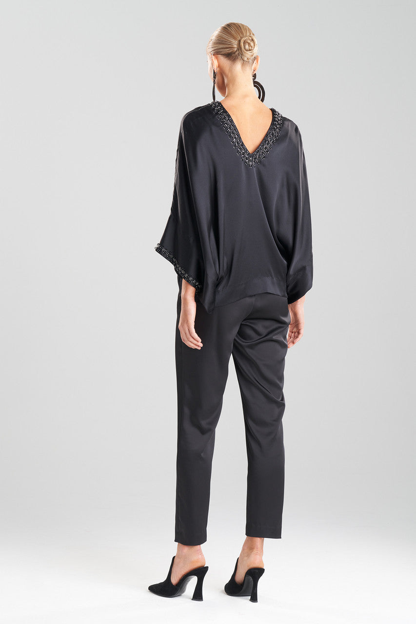 Buy Key Essentials Silk Embroidered Kimono Sleeve Top in Black Online Black Natori