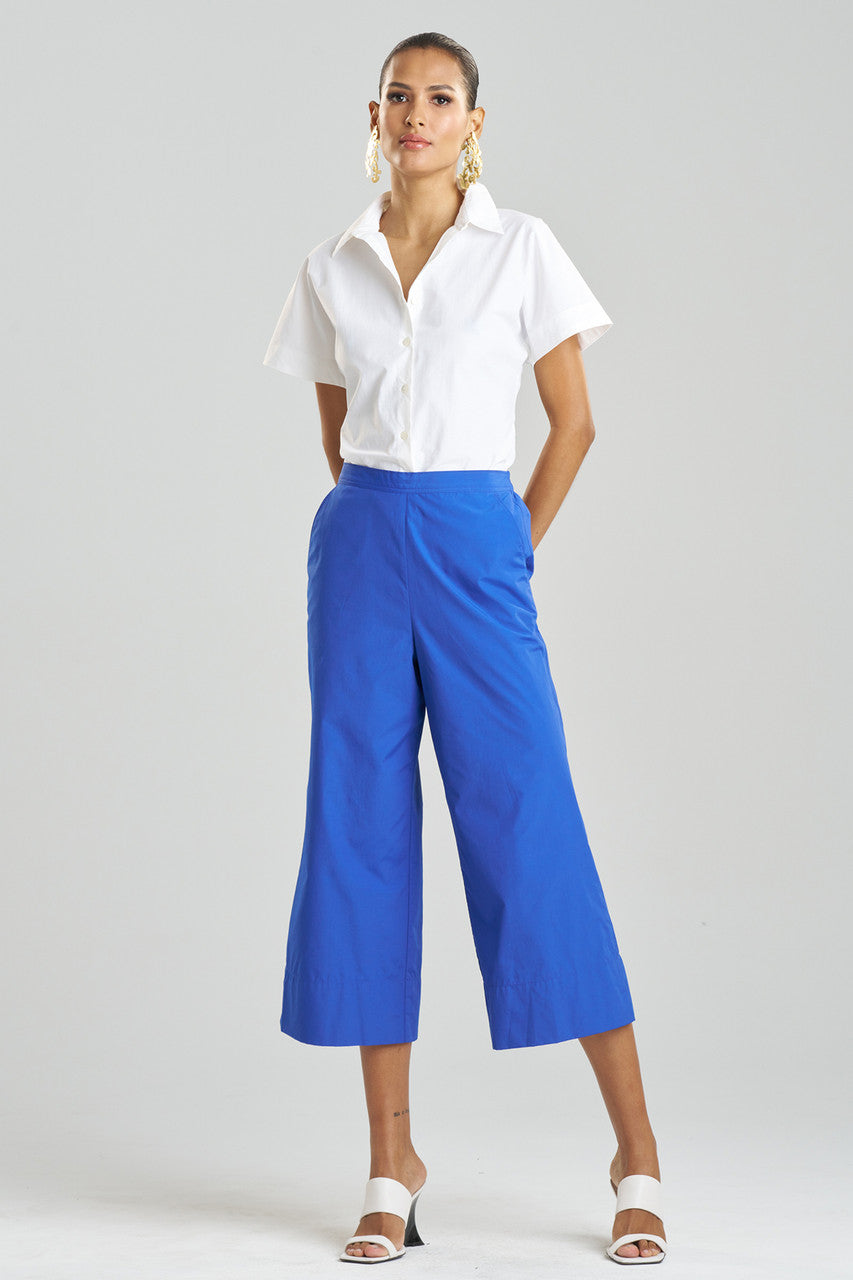 Buy Techno Poplin Cropped Pants in Cobalt Online Cobalt Natori