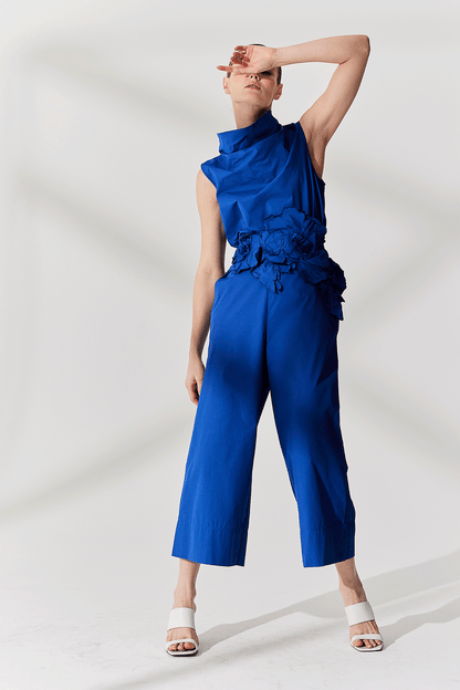 Buy Techno Poplin Cropped Pants in Cobalt Online Cobalt Natori