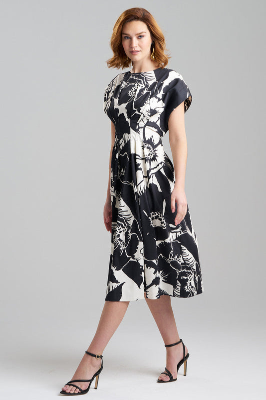 Buy Cote D'Azur Cotton Chino Fit & Flare Pleated Dress in Cream/Black Online Cream/Black Natori
