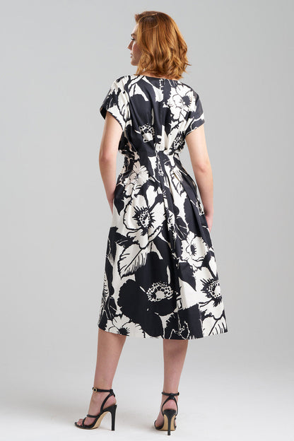 Buy Cote D'Azur Cotton Chino Fit & Flare Pleated Dress in Cream/Black Online Cream/Black Natori