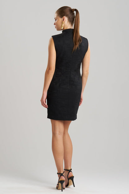 Buy Geo Texture Jacquard Sheath Dress online Black Natori