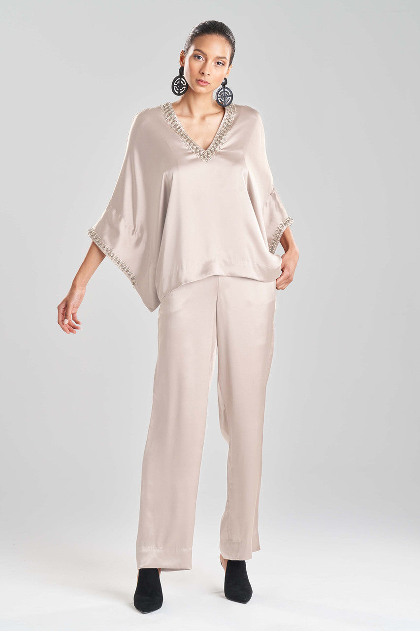 Buy Key Essentials Silk Embroidered Kimono Sleeve Top in Parchment Online Parchment Natori