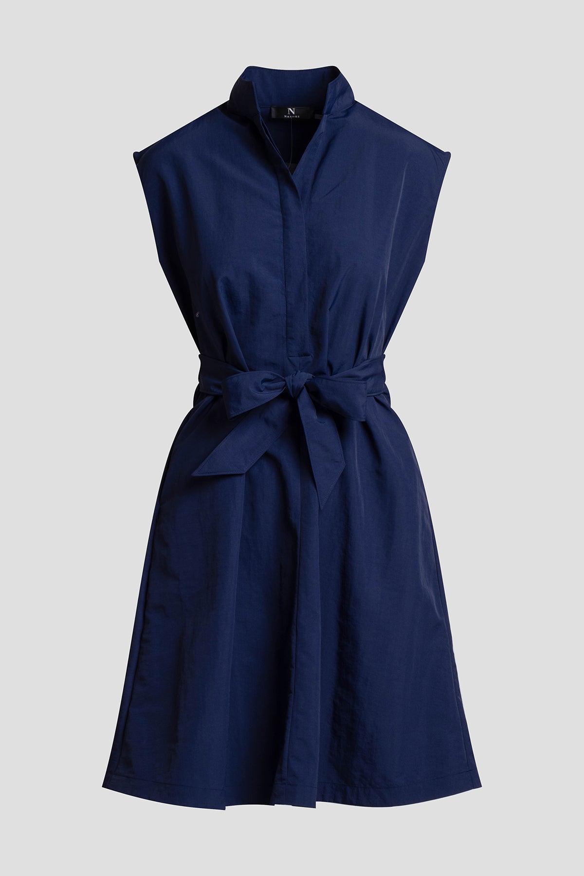 Solid Taffeta Tie Front Dress Navy Natori