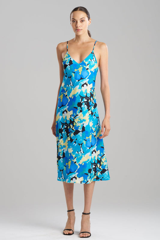 Bright Floral Slip Dress Blue Natori