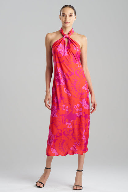 Bloom Halterneck Dress Fuchsia Natori
