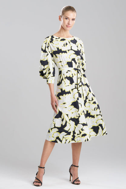 Misty Floral Cotton Boatneck Dress Black Natori