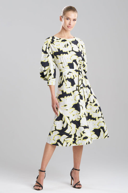 Misty Floral Cotton Boatneck Dress Black Natori